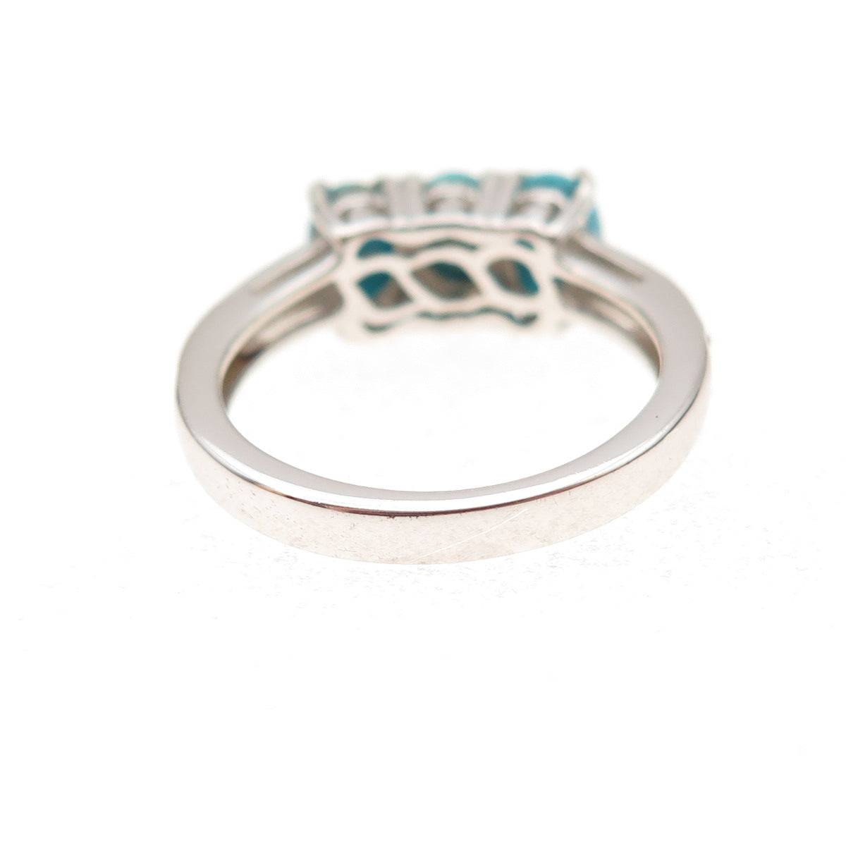 Chuck Clemency 925 Sterling Silver Real Turquoise & White Topaz Ring Size 5.25