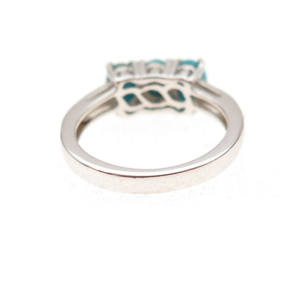 Chuck Clemency 925 Sterling Silver Real Turquoise & White Topaz Ring Size 5.25