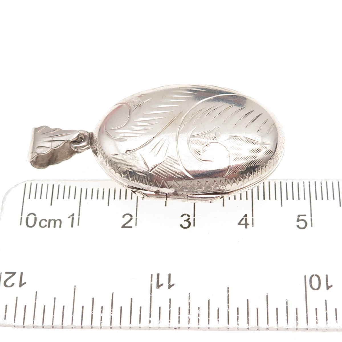 925 Sterling Silver Vintage Engraved Floral Locket Charm Pendant