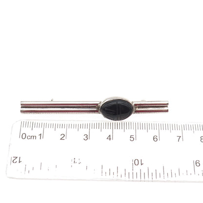 GFMW Great Falls Metal Works 925 Sterling Vintage Real Black Onyx Scarab Brooch