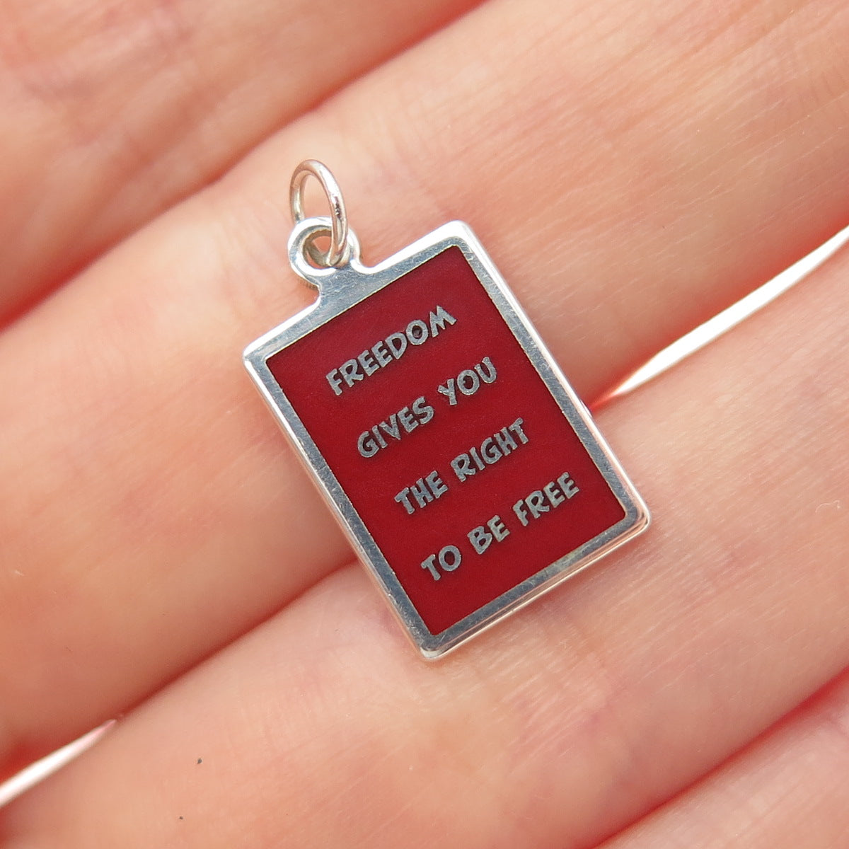925 Sterling Enamel Freedom Gives You The Right To Be Free Minimalist Pendant