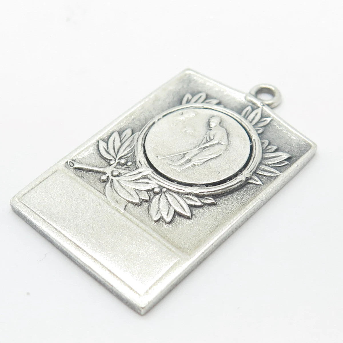 925 Sterling Silver Vintage Balfour Golf Player Rectangle Pendant