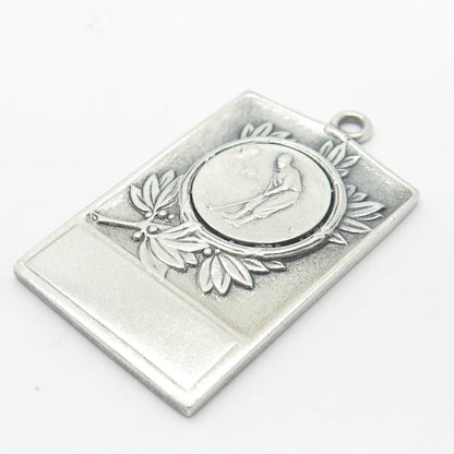 925 Sterling Silver Vintage Balfour Golf Player Rectangle Pendant