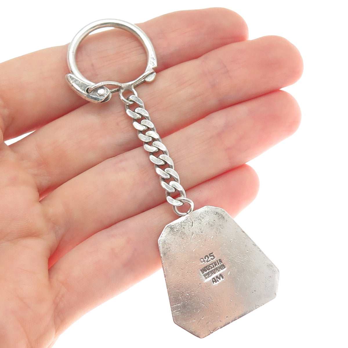 INDUSTRIA PERUANA 925 Sterling Silver Vintage Llama Key Fob Chain Holder
