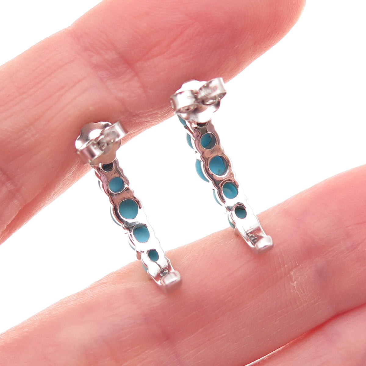 925 Sterling Silver Real Sleeping Beauty Turquoise Earrings
