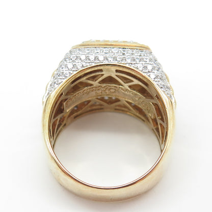 DADWANI 925 Sterling Silver 2-Tone Pave Swarovski Crystal Ring Size 11.25