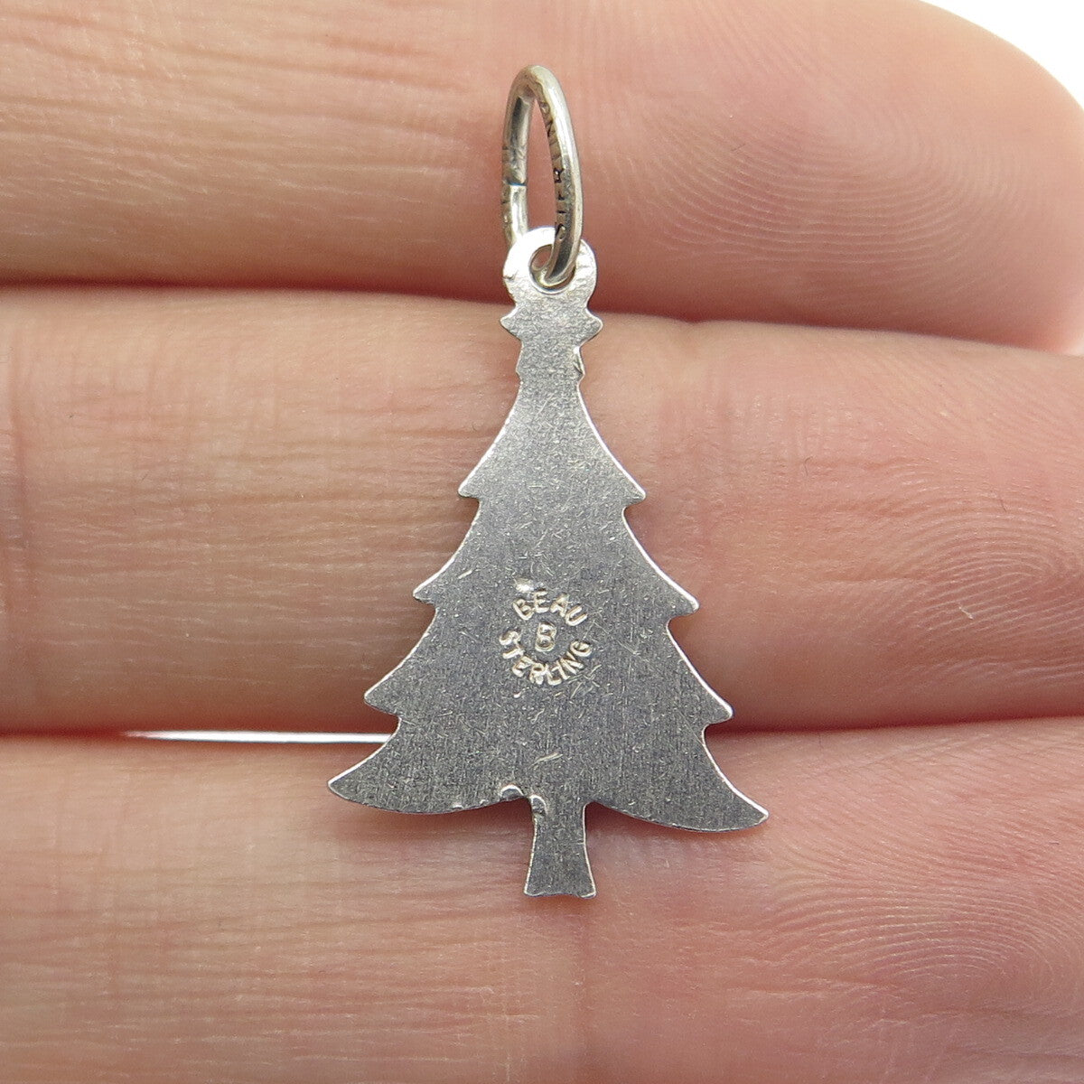BEAU 925 Sterling Silver Antique Colorful Enamel Christmas Tree Charm Pendant