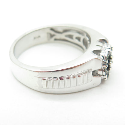 CHUCK CLEMENCY 925 Sterling Silver Real Green Diamond Ring Size 11.25