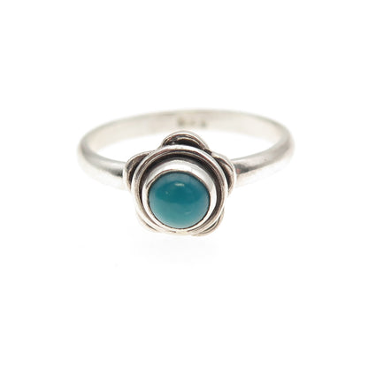 925 Sterling Silver Vintage Real Bisbee Turquoise Flower Ring Size 6.5