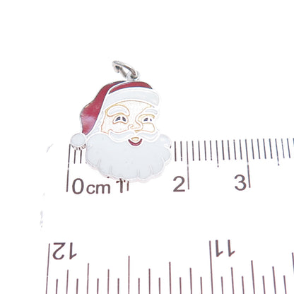 GRIFFITH & SON 925 Sterling Silver Vintage Enamel Santa Claus Minimalist Pendant
