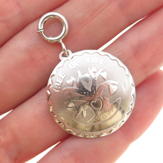 JewelArt 925 Sterling Silver Antique Art Deco Tree of Life Spring Ring Pendant