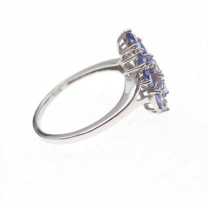 Chuck Clemency 925 Sterling Silver Real Multi-Cut Tanzanite Ring Size 8.25