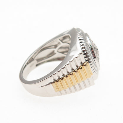 Jane Seymour 925 Sterling Silver 2-Tone Real Round-Cut Diamond Ring Size 10