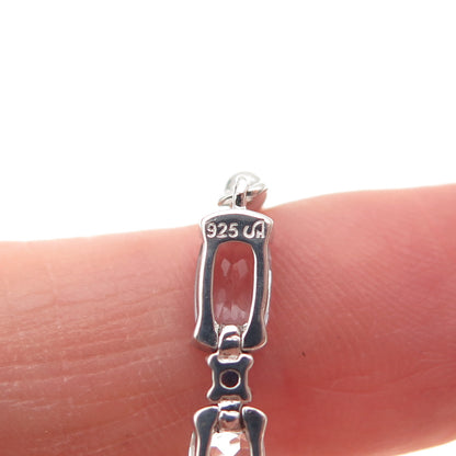 925 Sterling Vintage Real Blue Topaz & Sapphire Adjustable Bolo Bracelet 6-9.5"