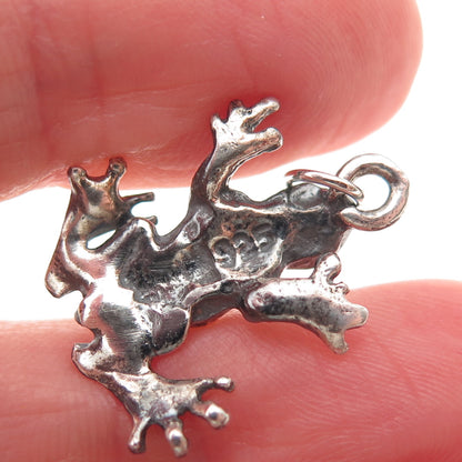925 Sterling Silver Vintage Frog Good Luck Oxidized Charm Pendant
