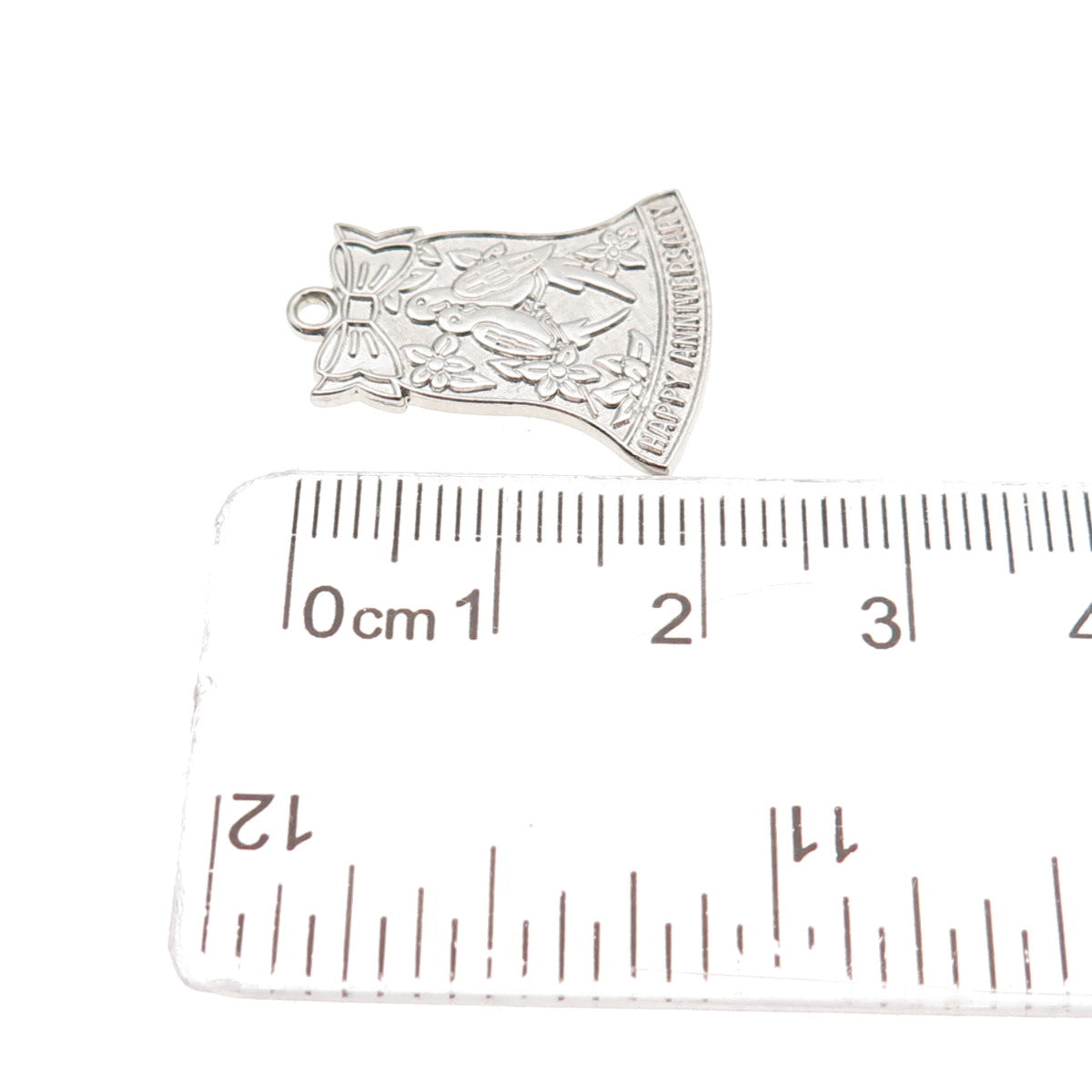 WELLS 925 Sterling Silver Vintage Happy Anniversary Mini Charm Pendant