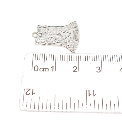 WELLS 925 Sterling Silver Vintage Happy Anniversary Mini Charm Pendant