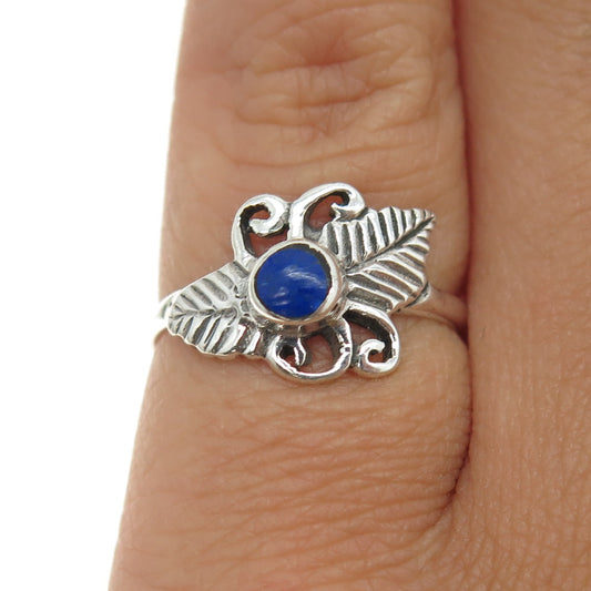 925 Sterling Silver Vintage Southwestern Lapis Lazuli Gem Ring Size 4.75