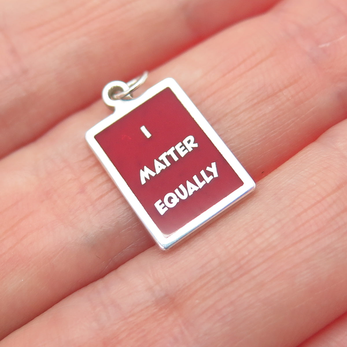 925 Sterling Silver Red Enamel I Matter Equally Minimalist Charm Pendant
