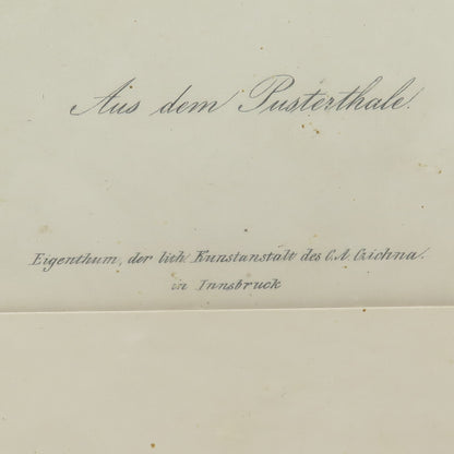 ANTIQUE End XIX Hand-Painted Lithograph Aus dem Pusterthale C.A.Czichna