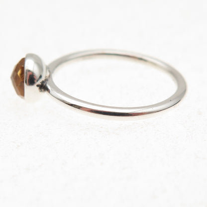 Pandora 925 Sterling Silver Real Citrine November Birthstone Droplet Ring Size 6