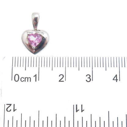925 Sterling Silver Real Pink Topaz Heart Minimalist Pendant