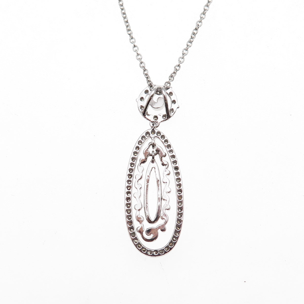 925 Sterling Silver Mexico Real Diamond Spiral Cable Chain Necklace 18"