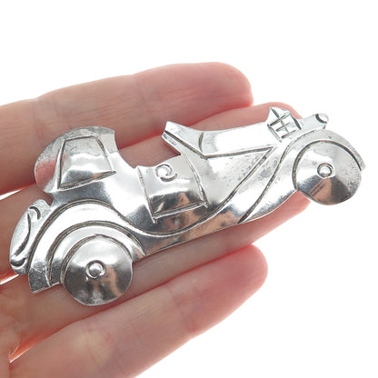 925 Sterling Silver Vintage Mexico Modernist Car Cartoon Oxidized Pin Brooch