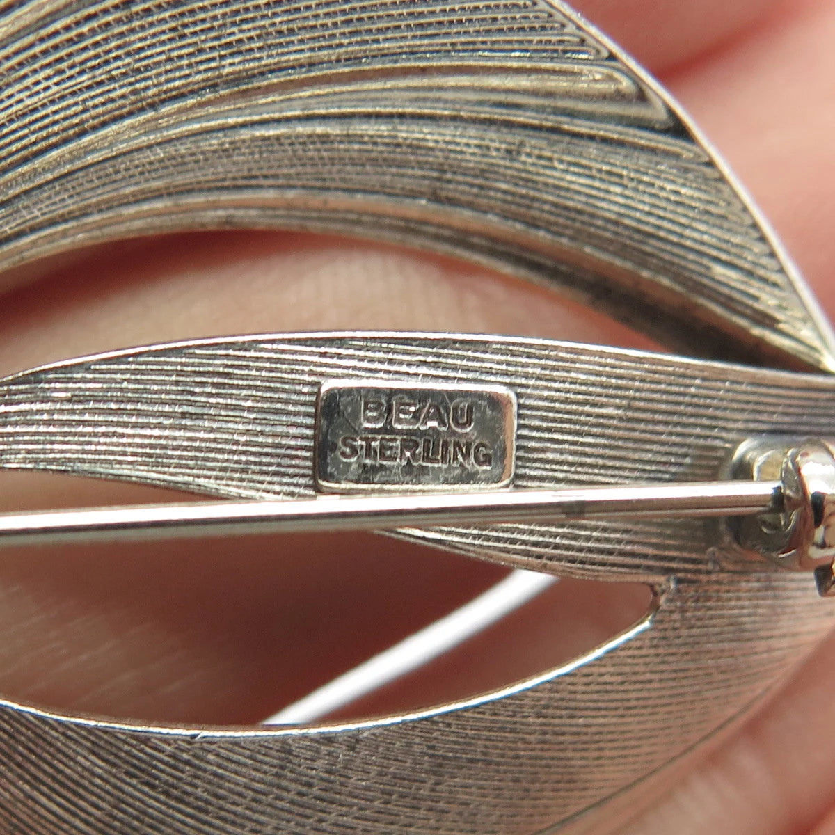 925 Sterling Silver Vintage Beau Modernist Pin Brooch