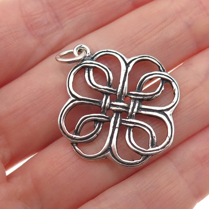925 Sterling Silver Vintage Celtic Love Knot Oxidized Charm Pendant