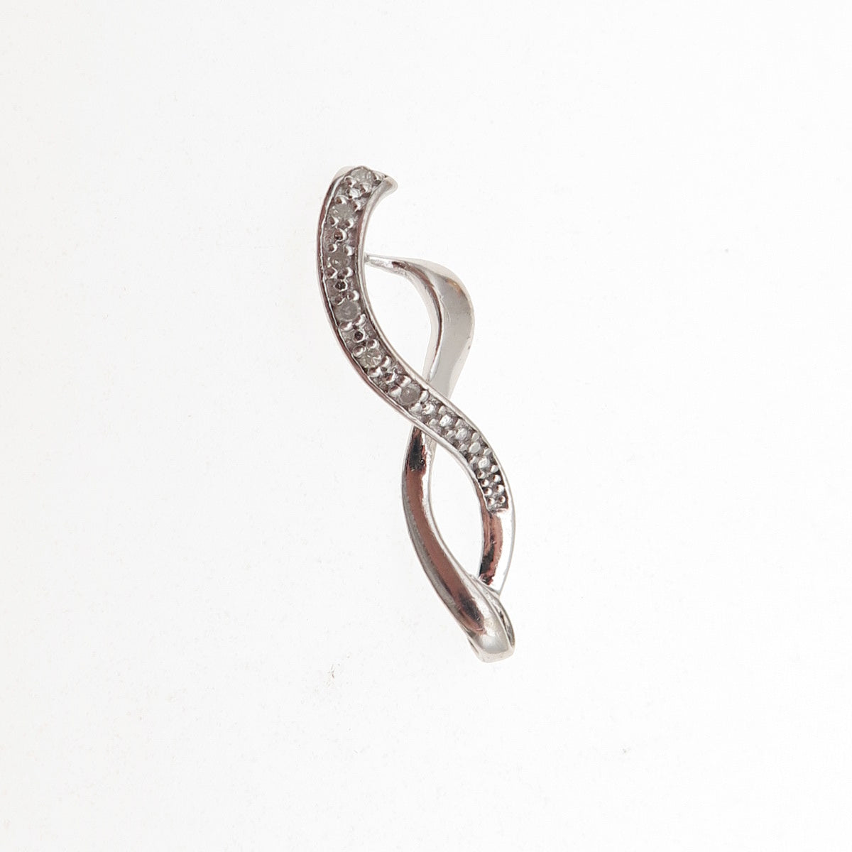 925 Sterling Silver Real Round-Cut Diamond Infinity Charm Pendant