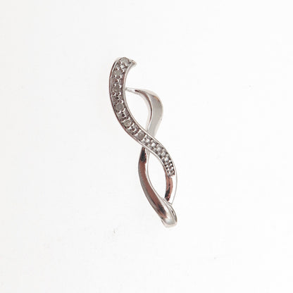 925 Sterling Silver Real Round-Cut Diamond Infinity Charm Pendant