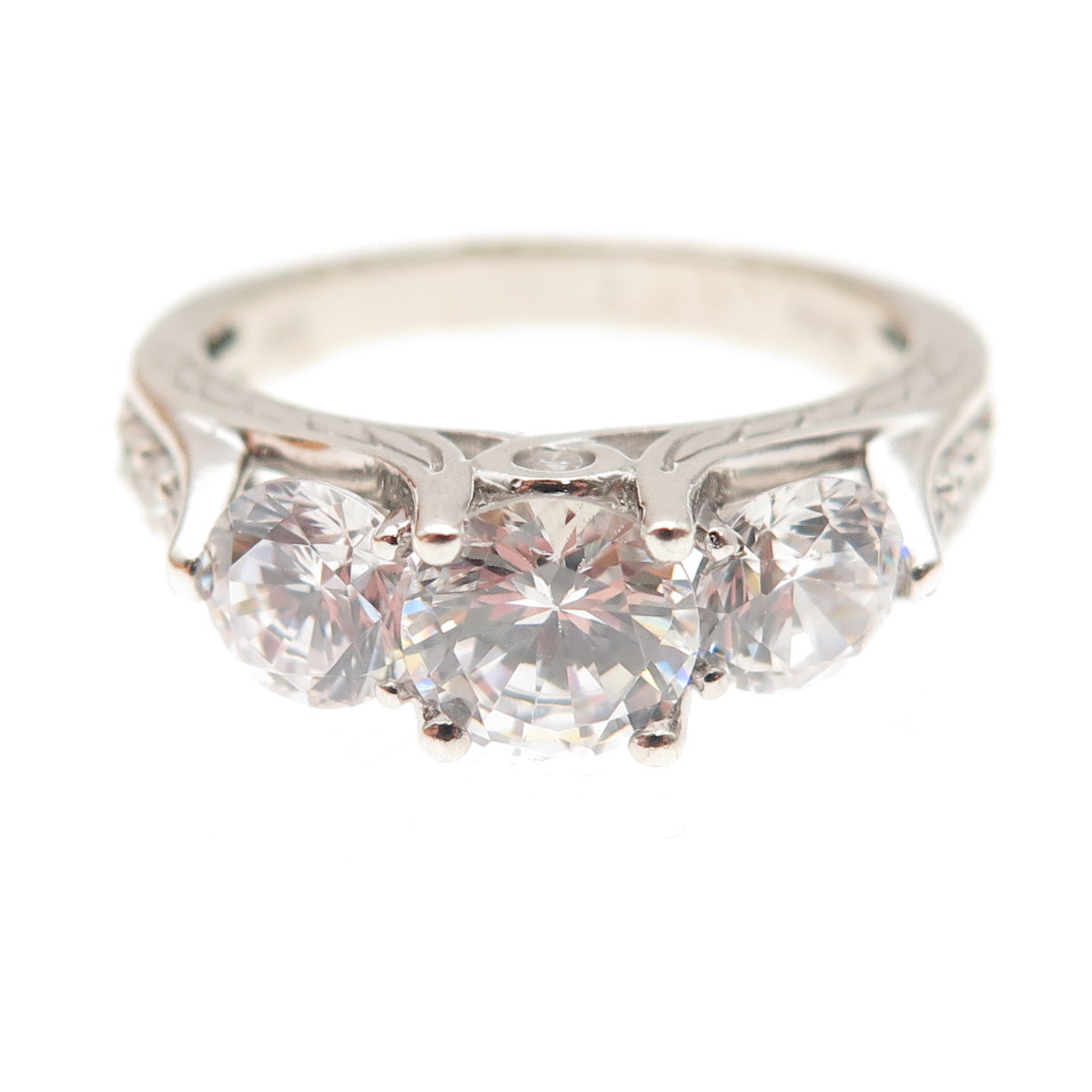 SAI 925 Sterling Silver Round-Cut C Z Engagement Ring Size 9.25