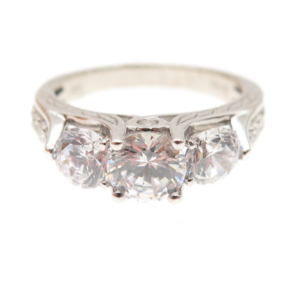 SAI 925 Sterling Silver Round-Cut C Z Engagement Ring Size 9.25