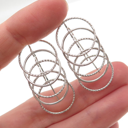 925 Sterling Silver Italy Multi-Circle Dangle Earrings