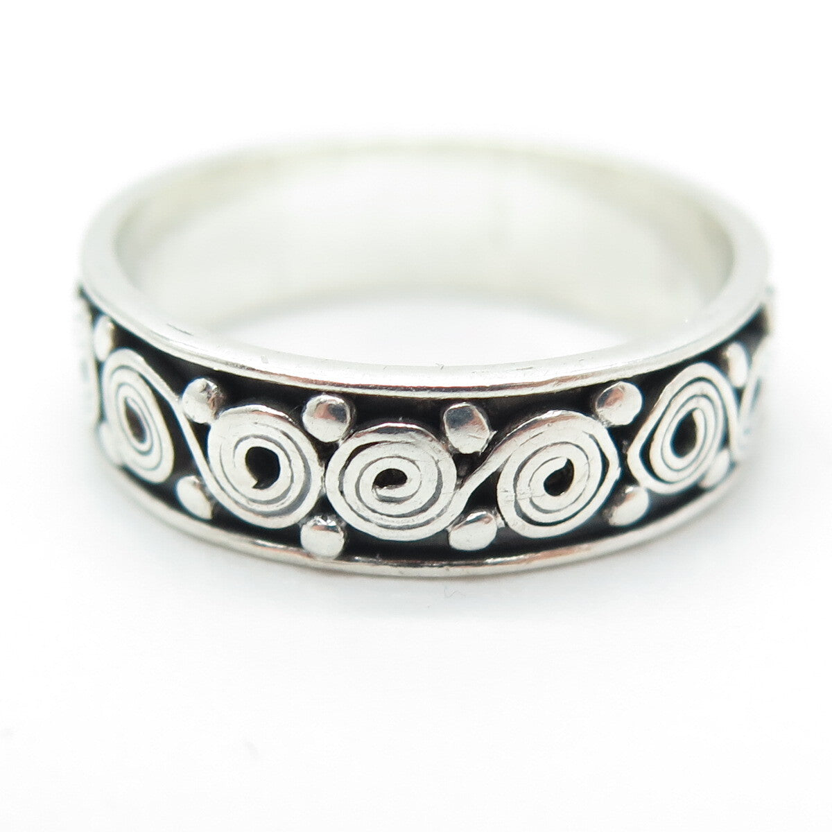 925 Sterling Silver Vintage Spiral / Swirl Band Ring Size 9