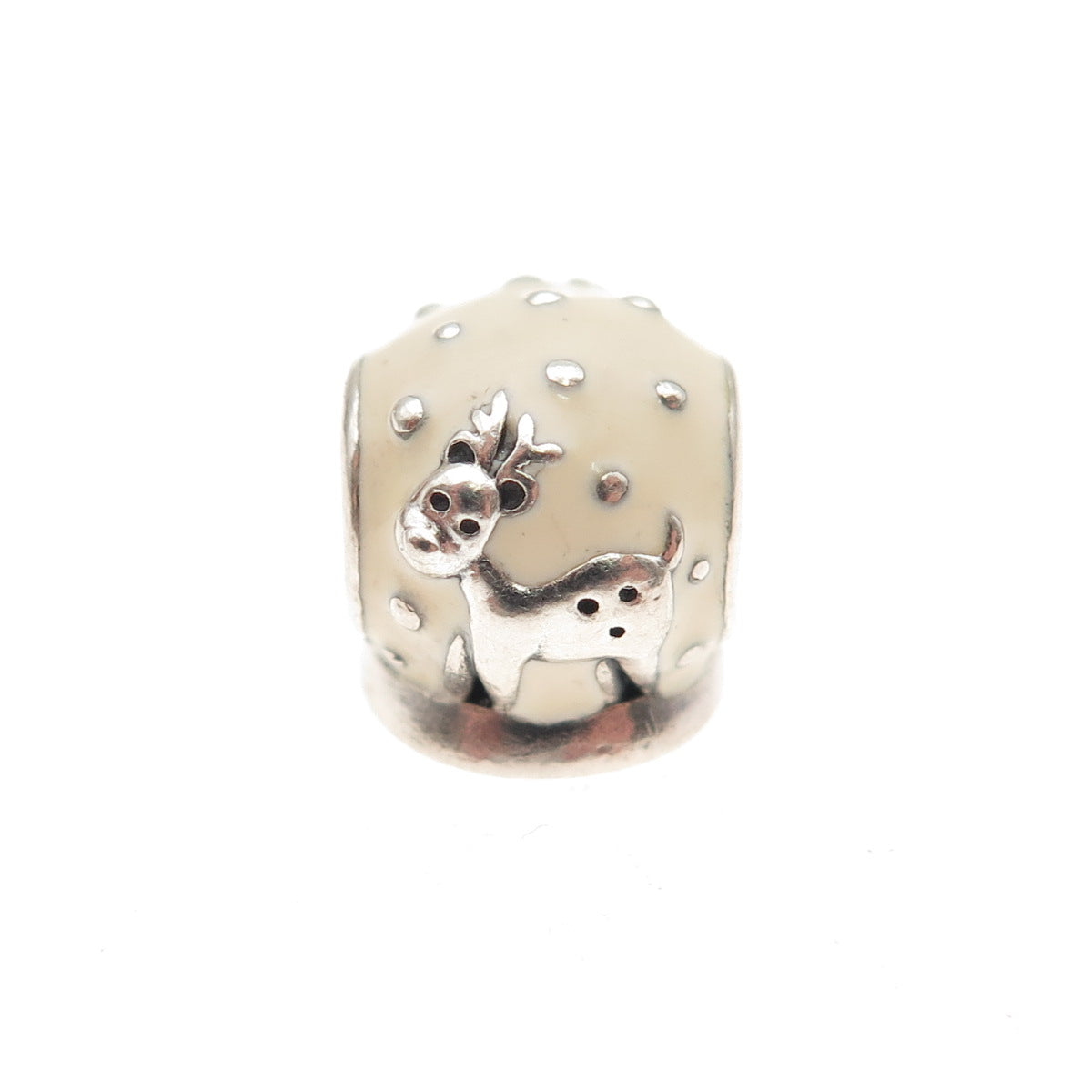 PANDORA 925 Sterling Silver Enamel Snow Globe Christmas Slide Bead Charm