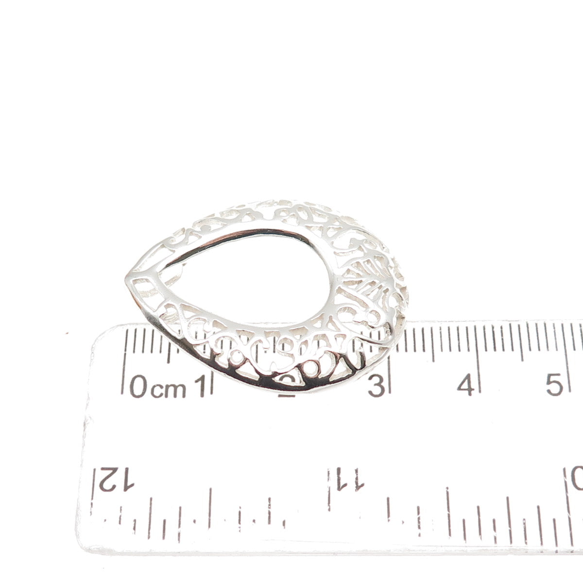 925 Sterling Silver Vintage Ornate Teardrop Slide Charm Pendant