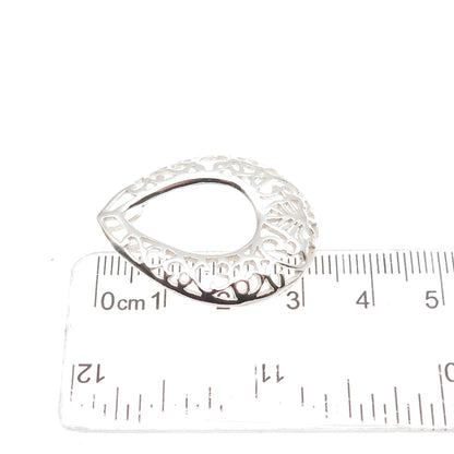 925 Sterling Silver Vintage Ornate Teardrop Slide Charm Pendant