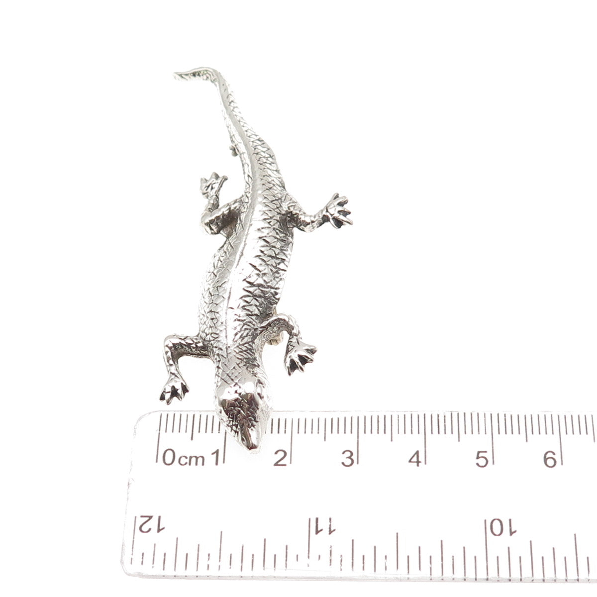 925 Sterling Silver Vintage Lizard Oxidized Pin Brooch