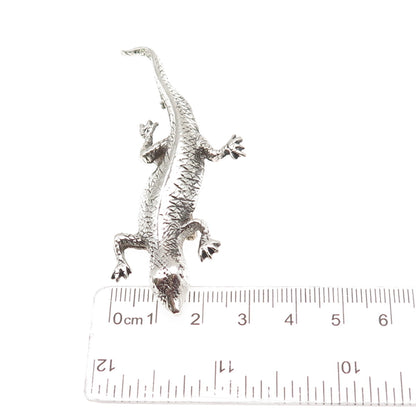 925 Sterling Silver Vintage Lizard Oxidized Pin Brooch