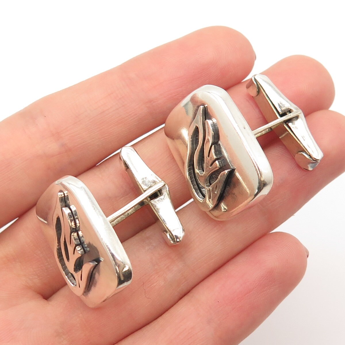 925 Sterling Silver Vintage Modernist Cufflinks