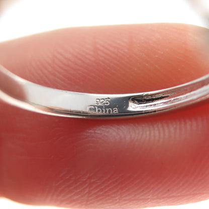 925 Sterling Silver Real Oval-Cut Peridot & White Topaz Ring Size 5.25