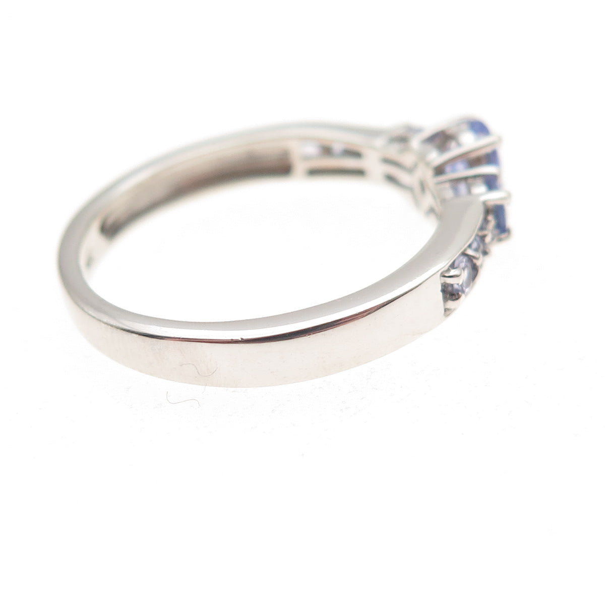 Chuck Clemency 925 Sterling Silver Real Oval & Round-Cut Tanzanite Ring Size 8