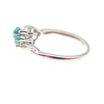 Chuck Clemency Sterling Silver Real Turquoise White Topaz & Peridot Ring Size 8