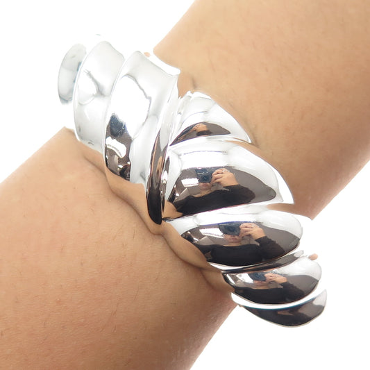 BAYANIHAN 925 Sterling Silver Vintage Modernist Puffy Bangle Bracelet 6.5"