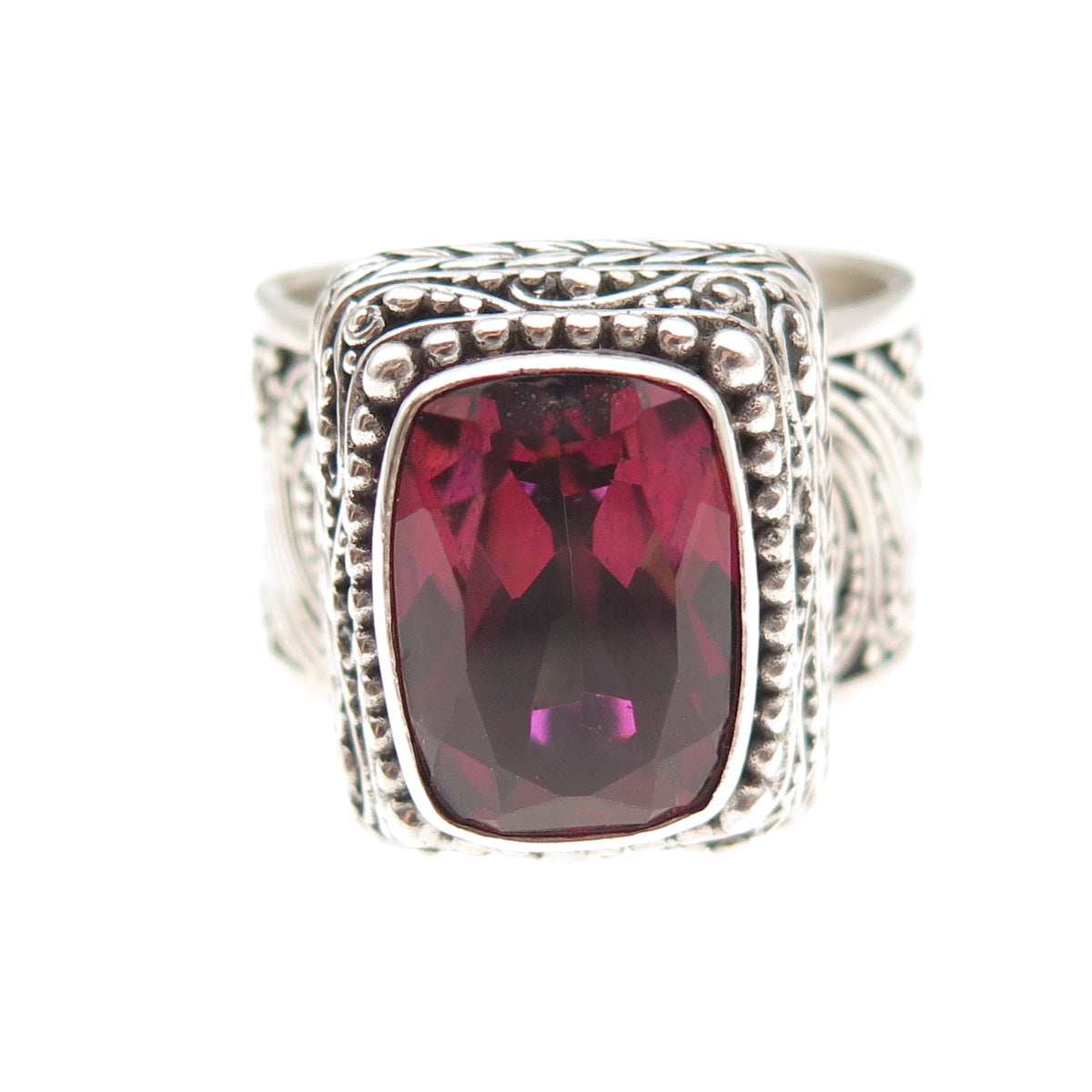 Sarda 925 Sterling Silver Vintage Real Mystic Quartz Oxidized Ring Size 12.25