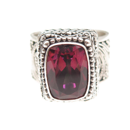 Sarda 925 Sterling Silver Vintage Real Mystic Quartz Oxidized Ring Size 12.25