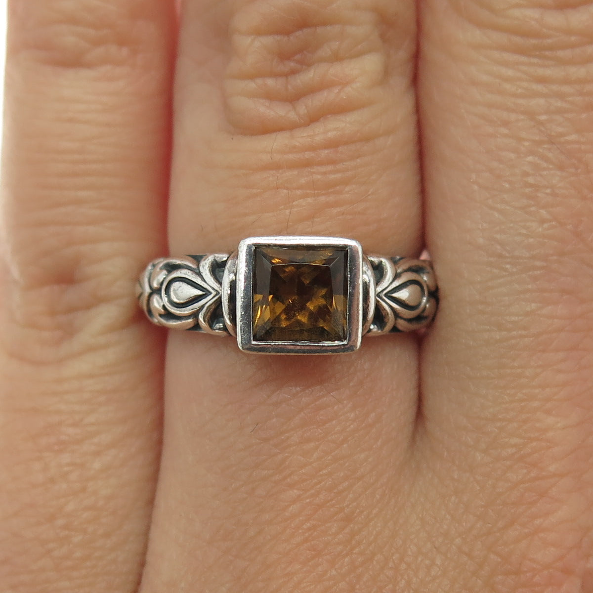 ANGELA BY JOHN HARDY 925 Sterling Silver Vintage Citrine Gem Ring Size 6.25