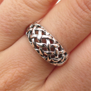 CHAPAL ZENRAY 925 Sterling Silver Vintage Woven Cage Oxidized Ring Size 8